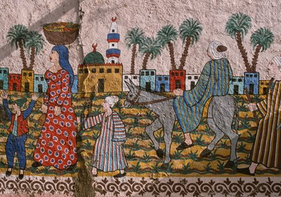 Painted Wall Depicting a Village, West Bank, Luxor by Unknown